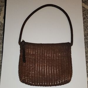 CEM Vintage Woven Leather Brown Shoulder Bag.